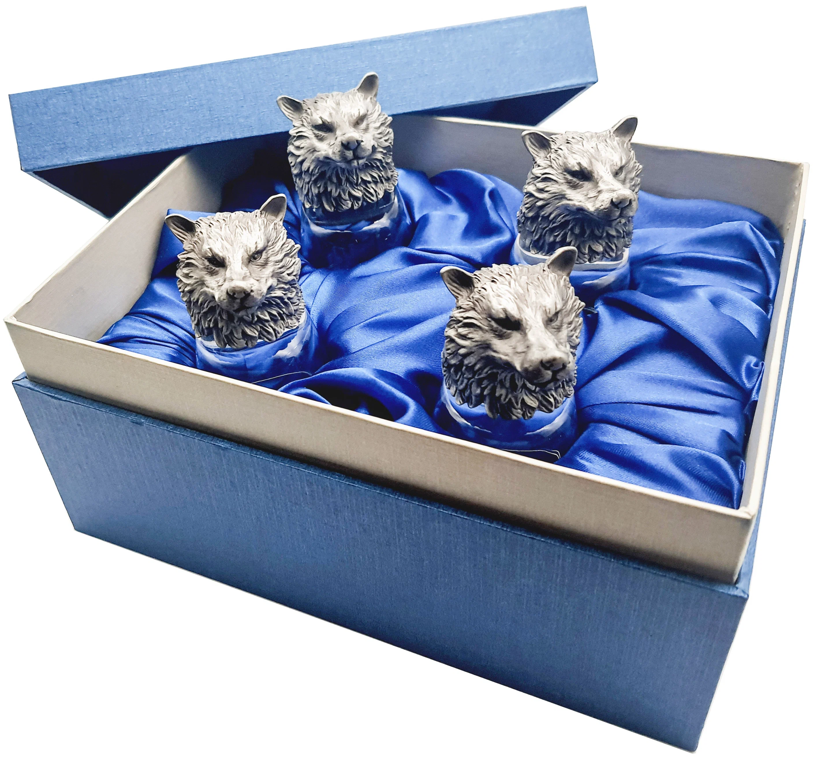 Набор охотника 4 рюмки Хищники (волк, медведь,тигр, лев)