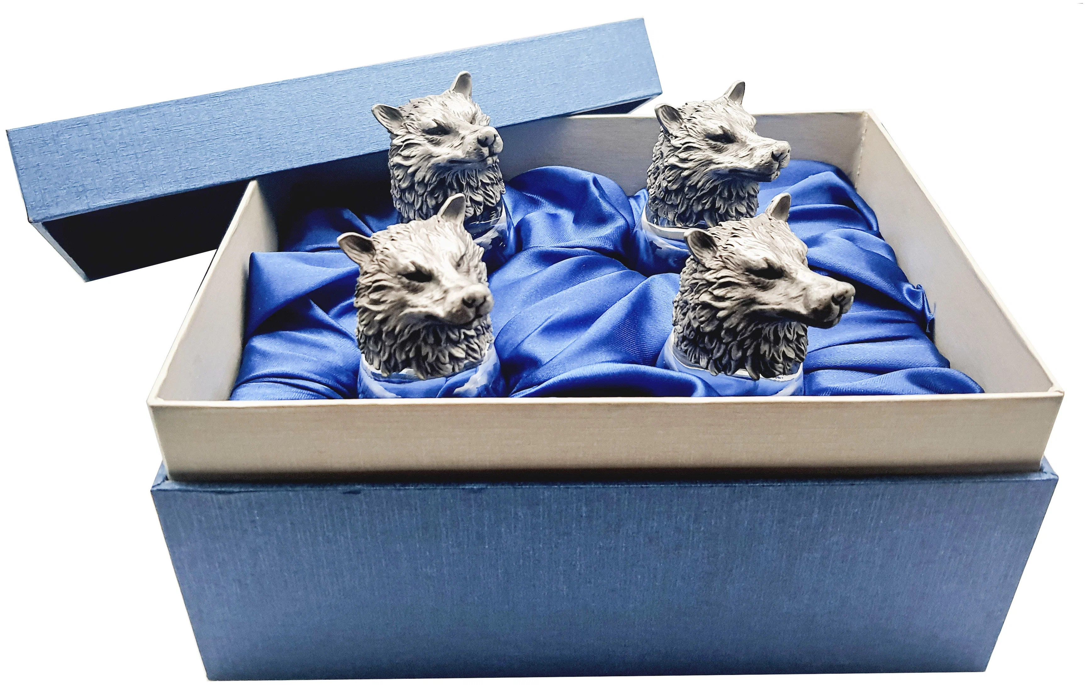 Набор охотника 4 рюмки Хищники (волк, медведь,тигр, лев)