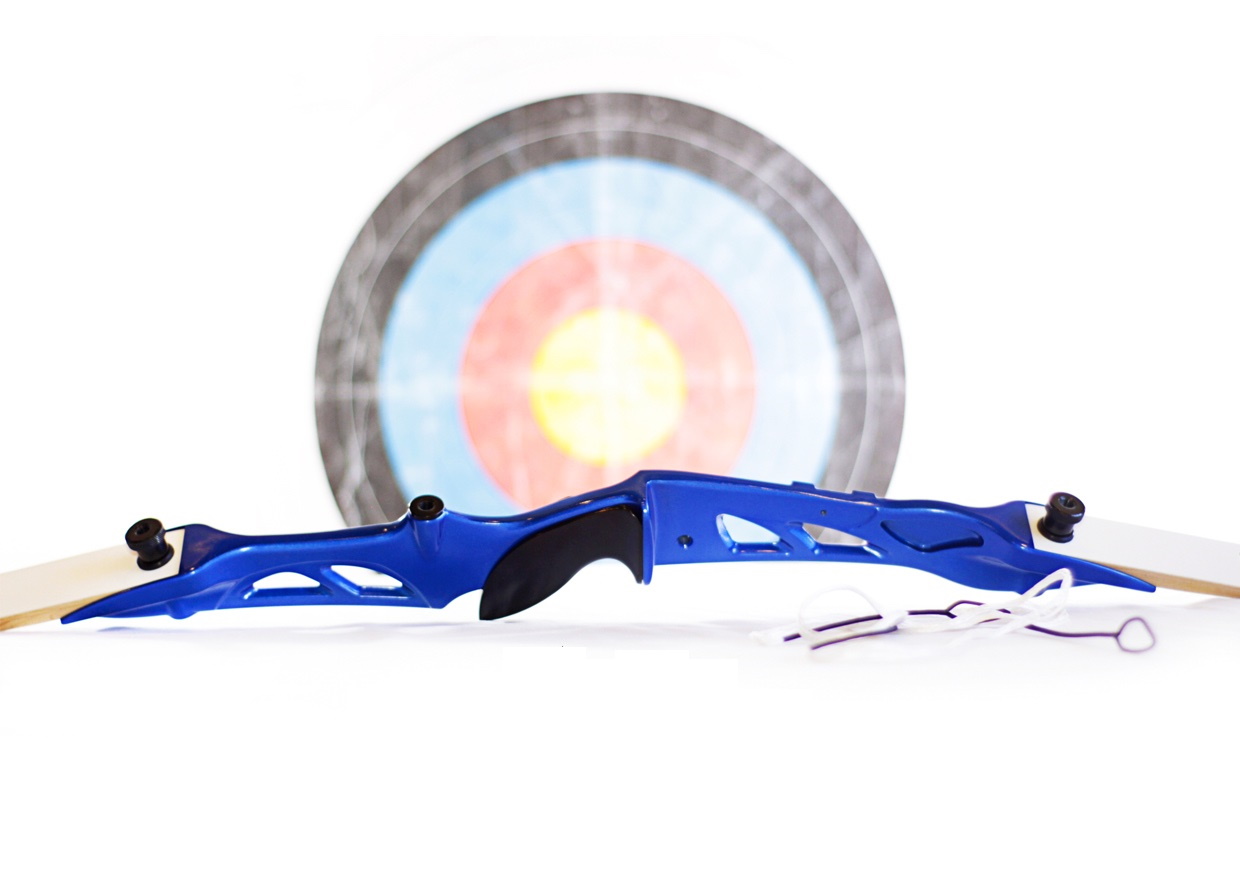 Лук рекурсивный  (Олимпик) 68" 38# (синяя рукоять, белые плечи)